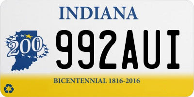 IN license plate 992AUI