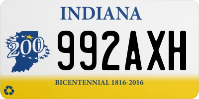 IN license plate 992AXH