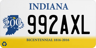 IN license plate 992AXL