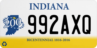 IN license plate 992AXQ