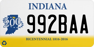 IN license plate 992BAA