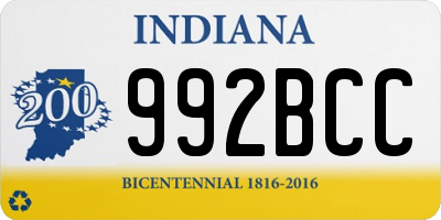 IN license plate 992BCC