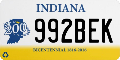 IN license plate 992BEK