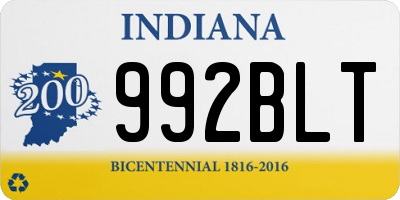 IN license plate 992BLT