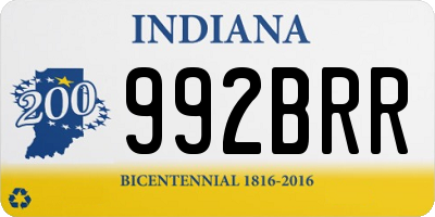 IN license plate 992BRR