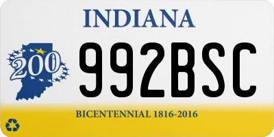 IN license plate 992BSC