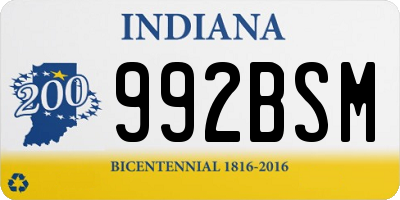 IN license plate 992BSM