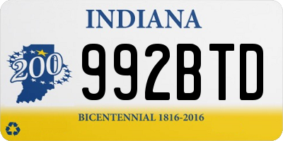 IN license plate 992BTD