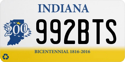 IN license plate 992BTS