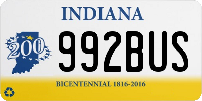 IN license plate 992BUS