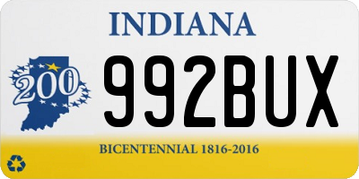 IN license plate 992BUX