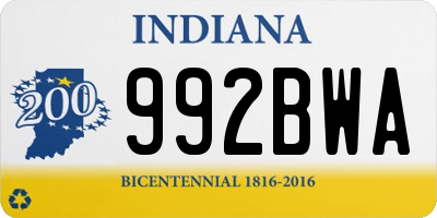 IN license plate 992BWA