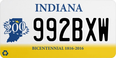 IN license plate 992BXW