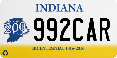 IN license plate 992CAR