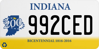 IN license plate 992CED