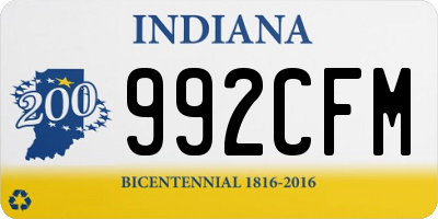 IN license plate 992CFM