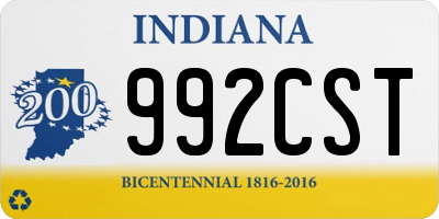 IN license plate 992CST