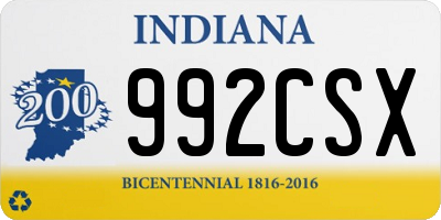 IN license plate 992CSX