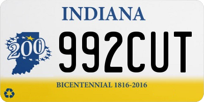 IN license plate 992CUT