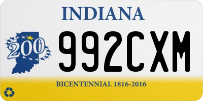 IN license plate 992CXM