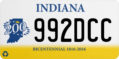 IN license plate 992DCC