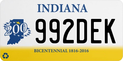 IN license plate 992DEK