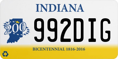 IN license plate 992DIG