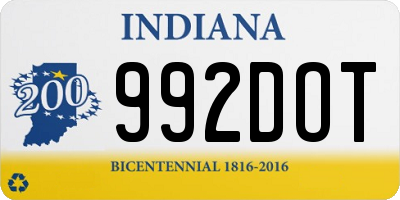 IN license plate 992DOT