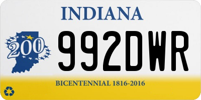 IN license plate 992DWR