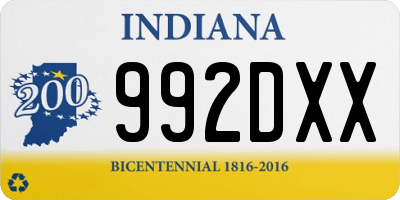 IN license plate 992DXX