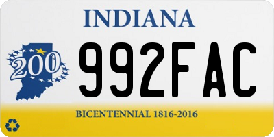 IN license plate 992FAC