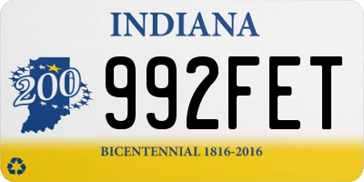 IN license plate 992FET