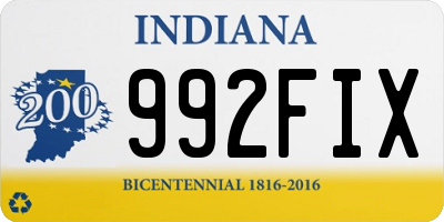 IN license plate 992FIX