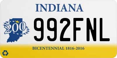 IN license plate 992FNL