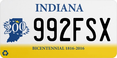 IN license plate 992FSX