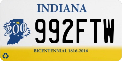 IN license plate 992FTW