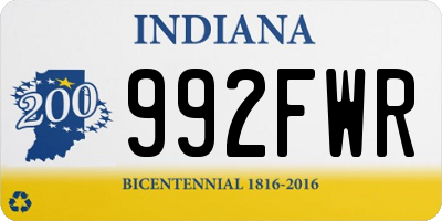 IN license plate 992FWR