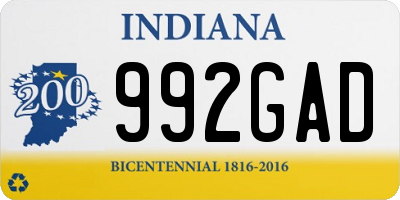 IN license plate 992GAD