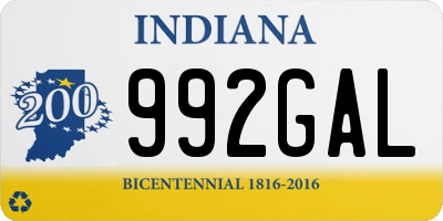 IN license plate 992GAL