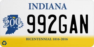 IN license plate 992GAN