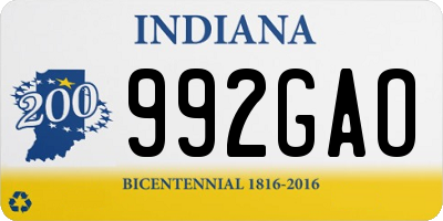 IN license plate 992GAO