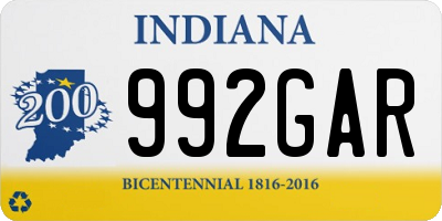 IN license plate 992GAR