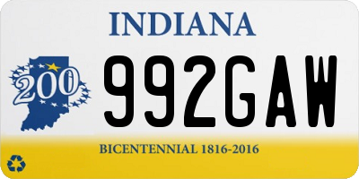 IN license plate 992GAW