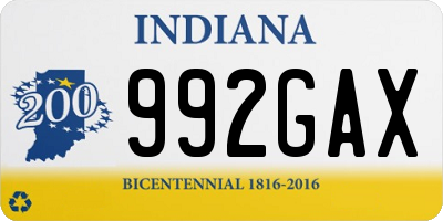 IN license plate 992GAX