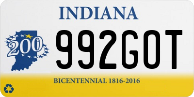 IN license plate 992GOT
