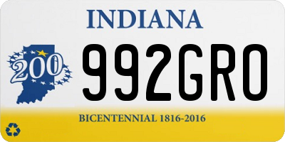 IN license plate 992GRO