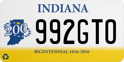 IN license plate 992GTO