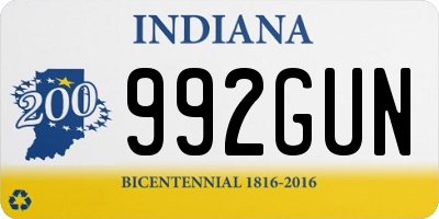 IN license plate 992GUN