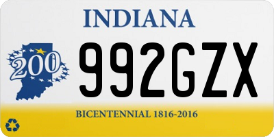 IN license plate 992GZX