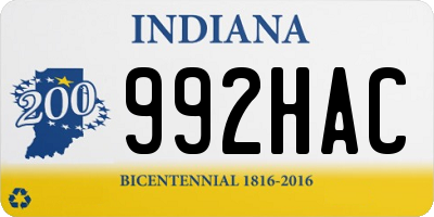 IN license plate 992HAC